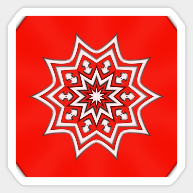 Bright Red Kaleidoscope Pattern (Seamless) 24 Sticker by Swabcraft